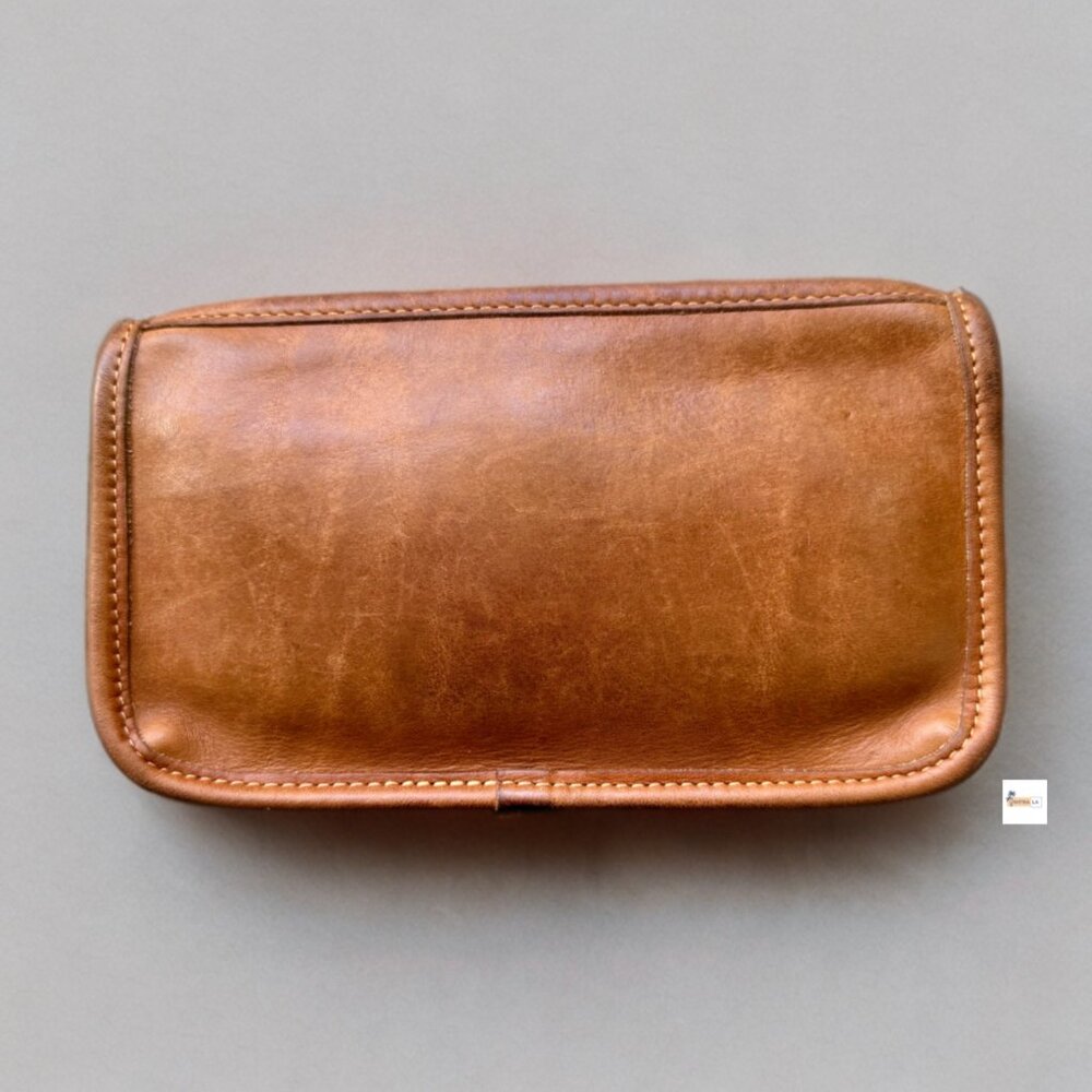 Coach Vintage British Tan Leather Chunky Case Cosmetic Pouch - Picture 2 of 8